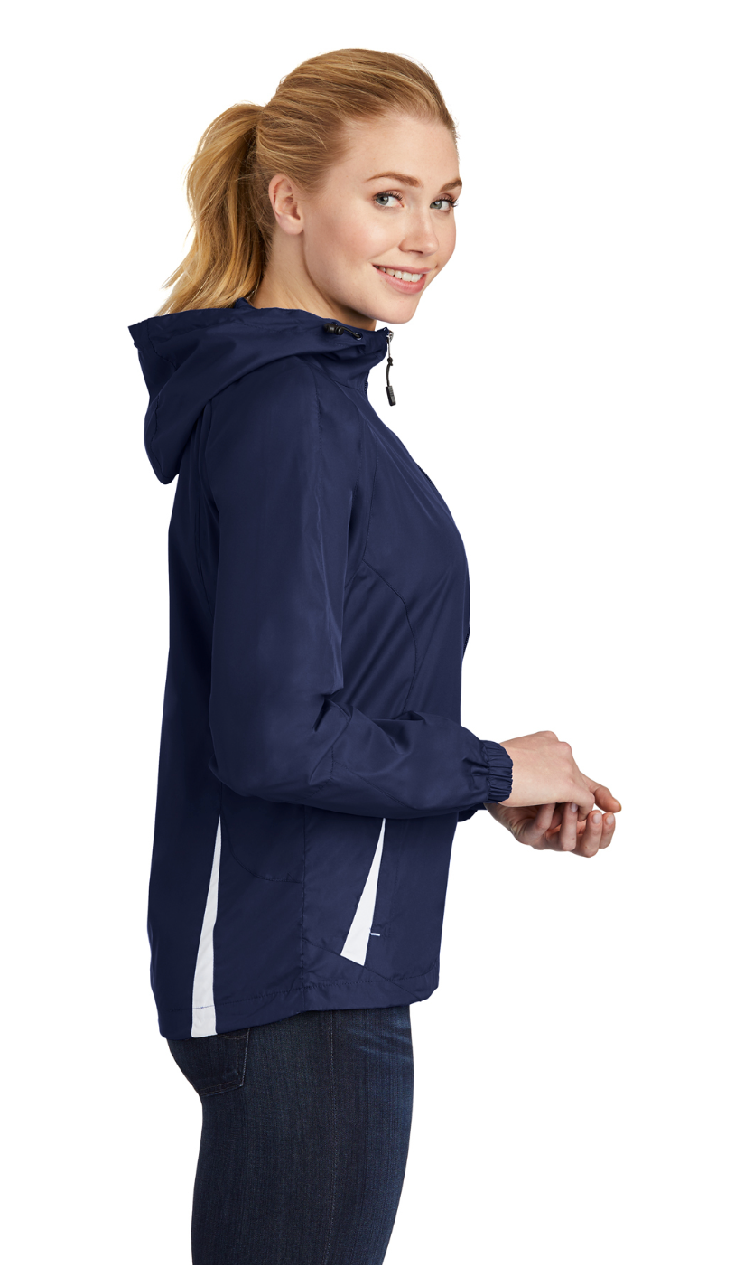 Sport-Tek Women's Colorblock Hooded Embroidered Raglan Jacket