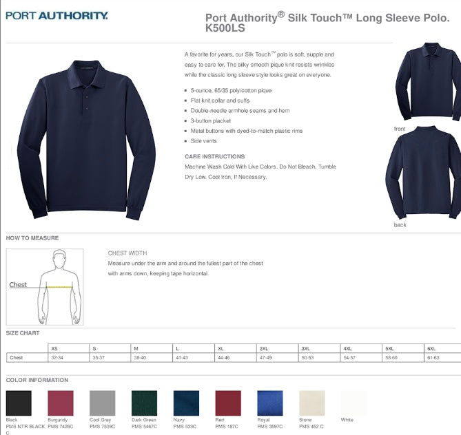 Men's Embroidered Long Sleeve Polo