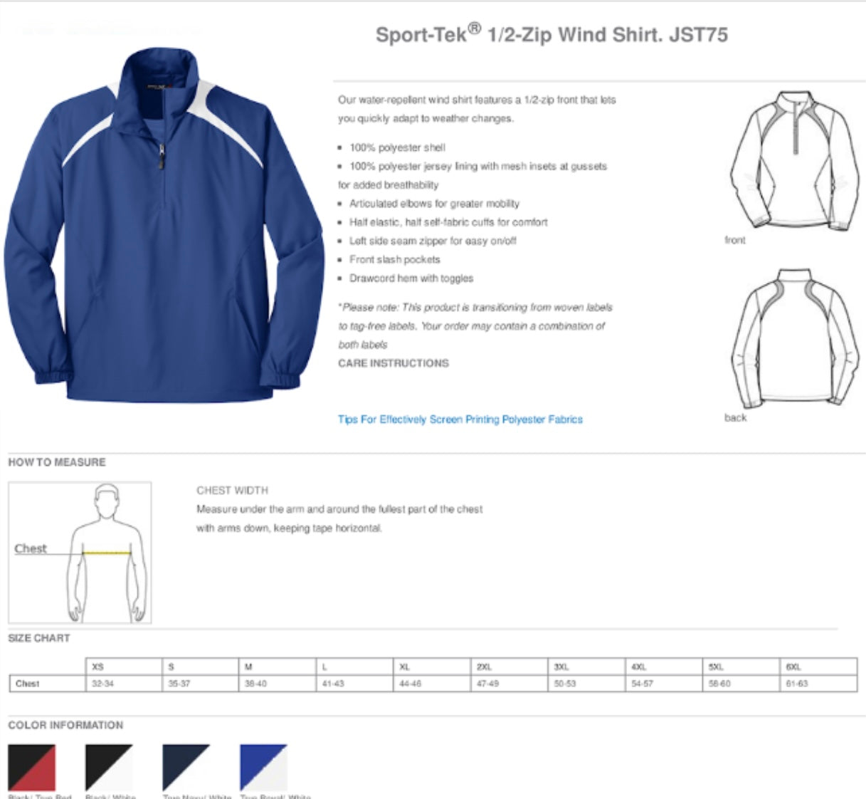 Sport-Tek® Half Zip Wind Jacket