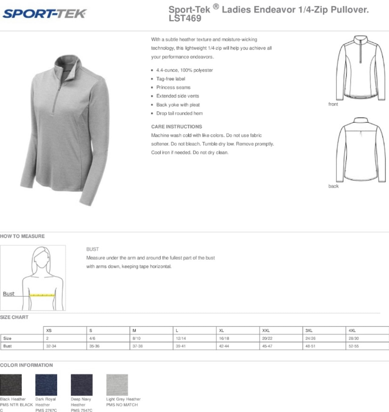 Ladies Embroidered 1/4 Zip Pullover